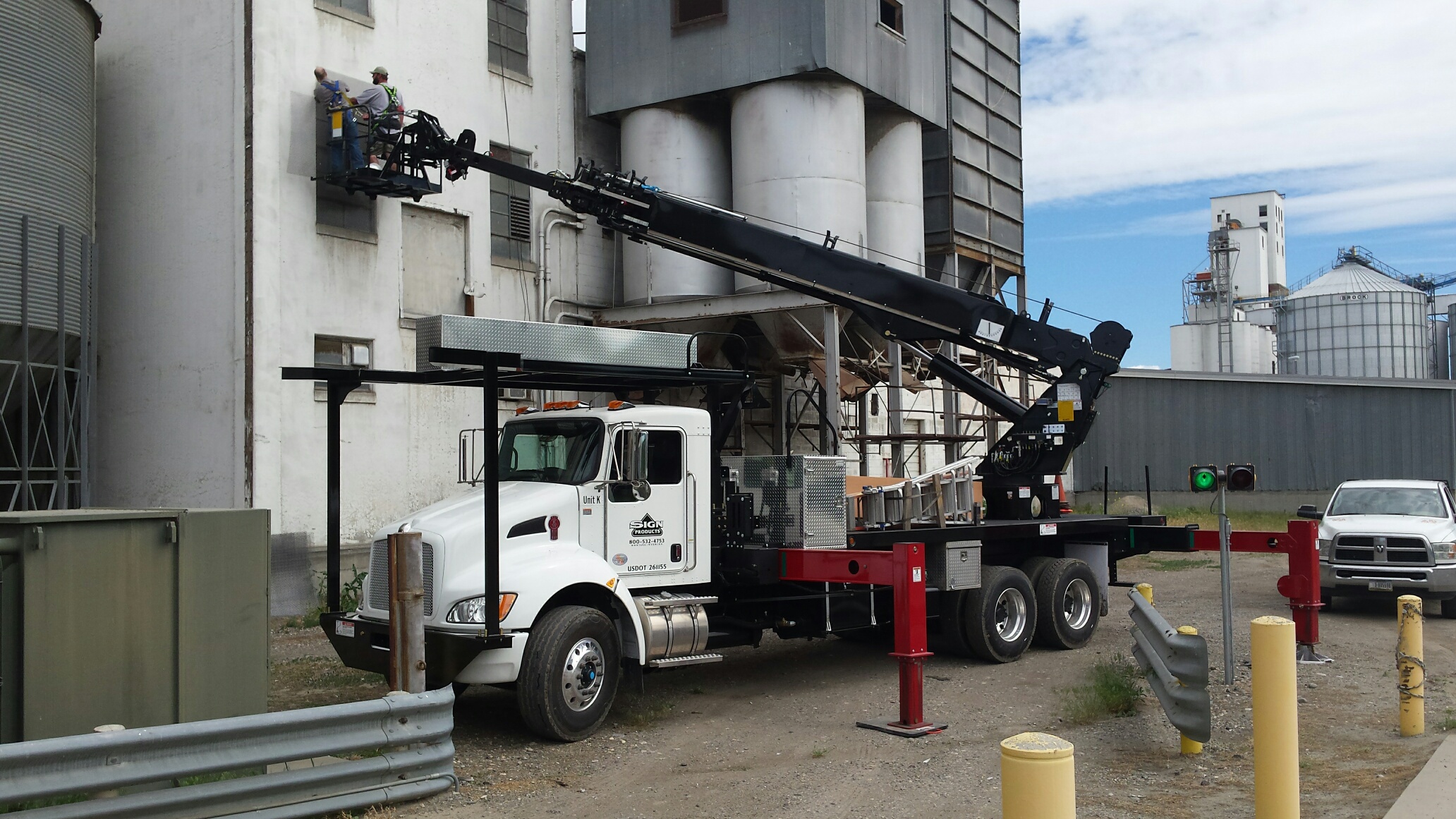 red i 70 truck from back